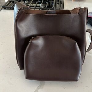 Brown Leather Messenger Bag with Asymmetrical Design